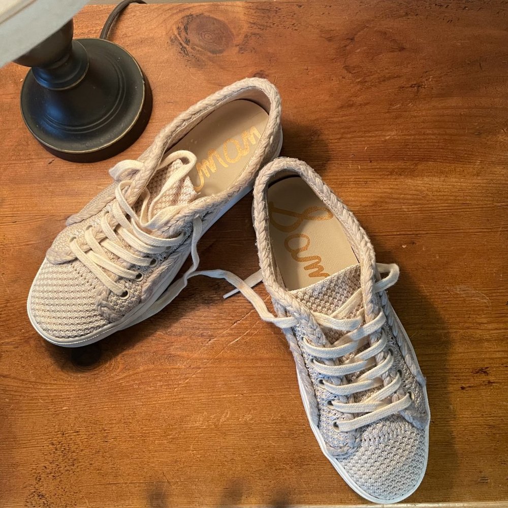 Sam Edelman Elena Fabric Sneaker Summer Sand Sz 7.5